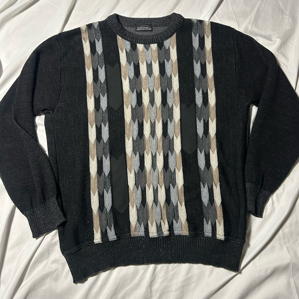 Vintage Cooper Sweater Merino Wool Acrylic 3D Coogi Style Grandpa Cosby 90s